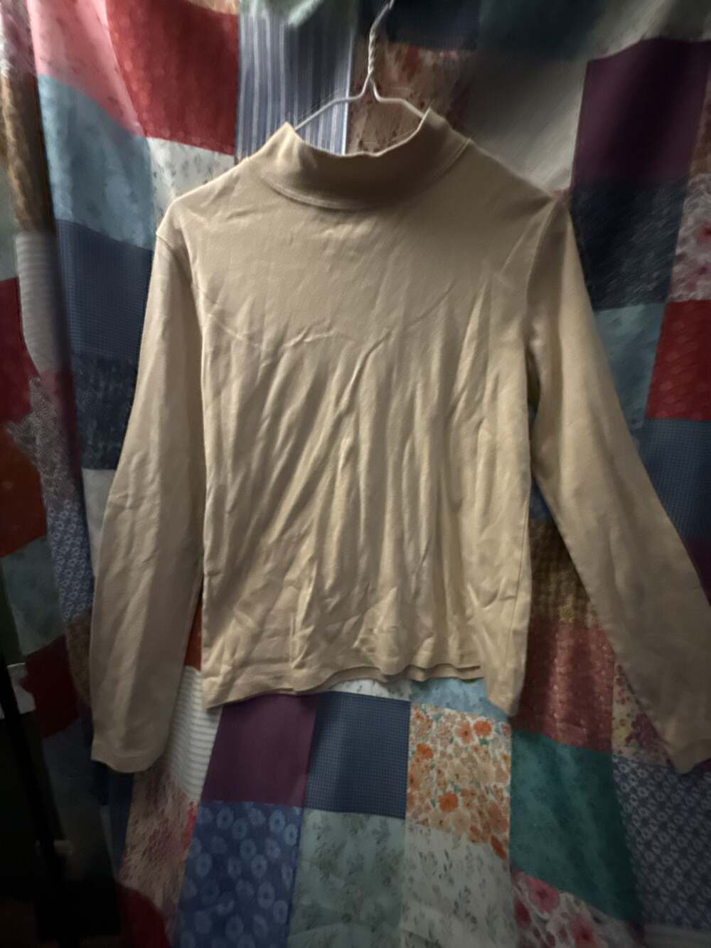 Rebecca Malone Beige Turtleneck Long Sleeve Shirt